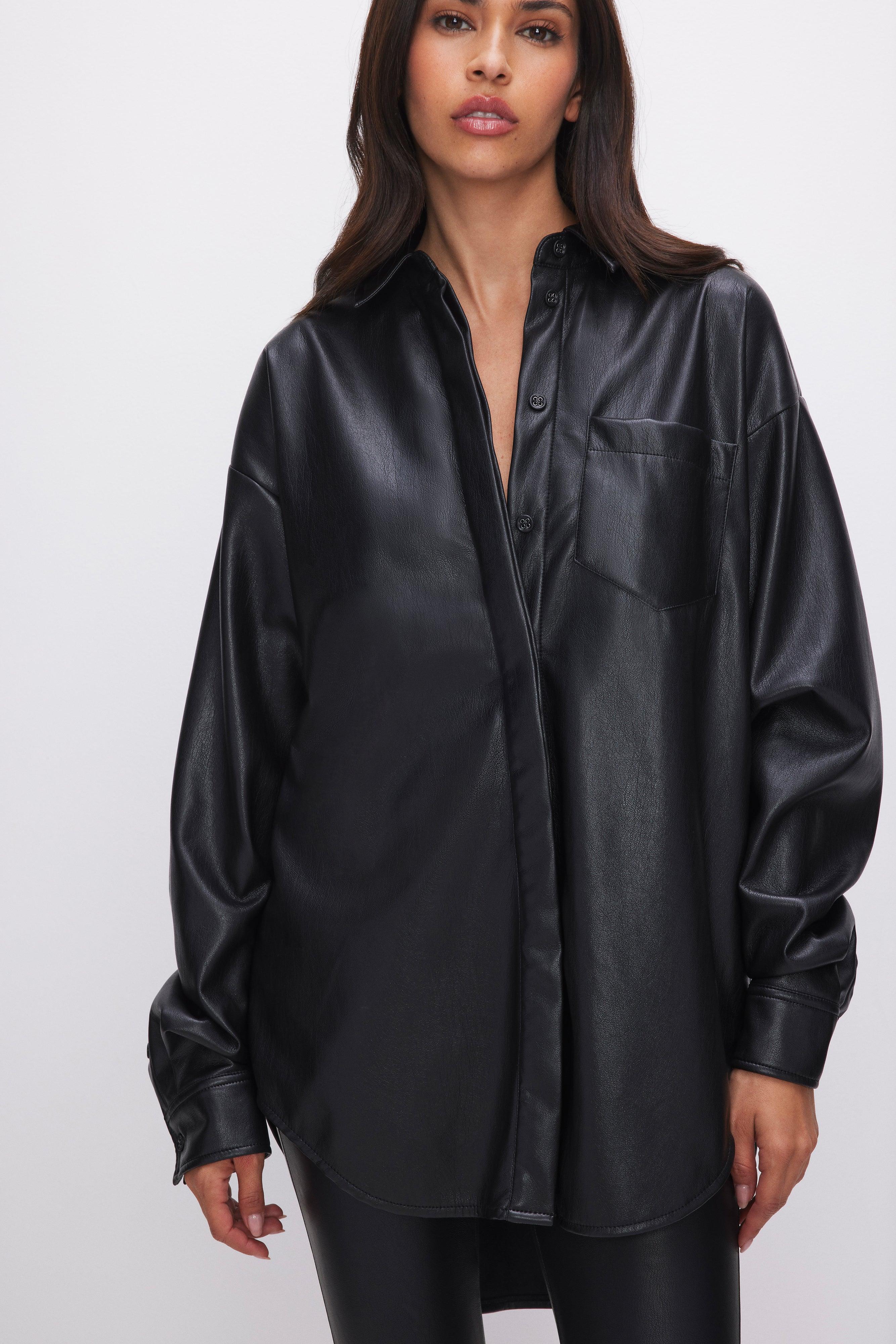 FAUX LEATHER SHIRT | BLACK001 Product Image