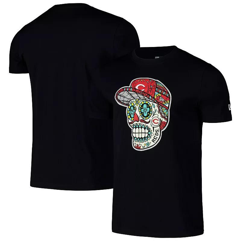 Mens New Era Black Cincinnati Reds Sugar Skulls T-Shirt Product Image