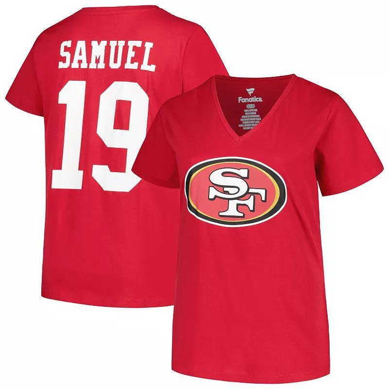 Womens Fanatics Branded Deebo Samuel Scarlet San Francisco 49ers Plus Size Player Name & Number V-Neck T-Shirt Product Image