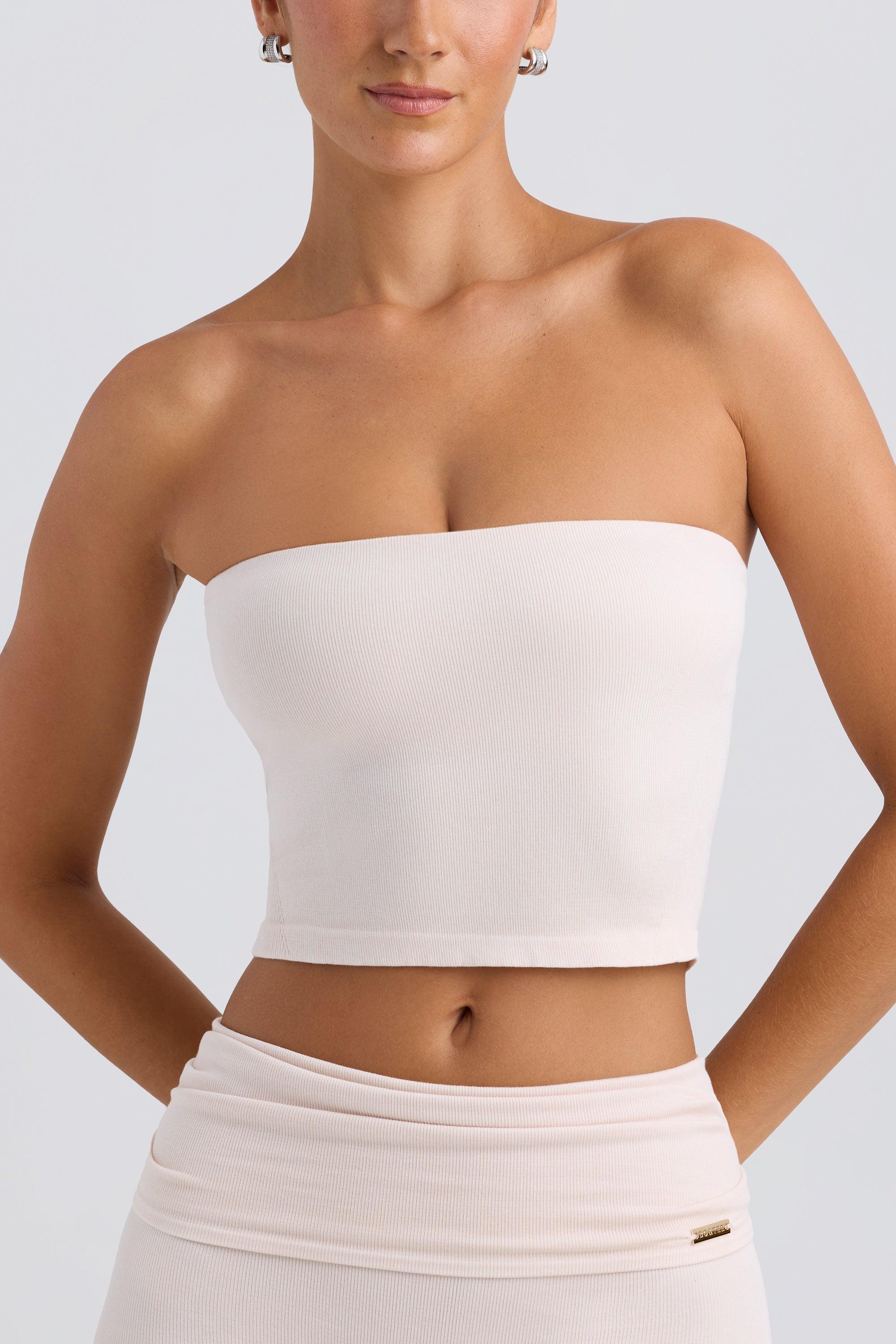 Bandeau Crop Top in Washed Cream Product Image