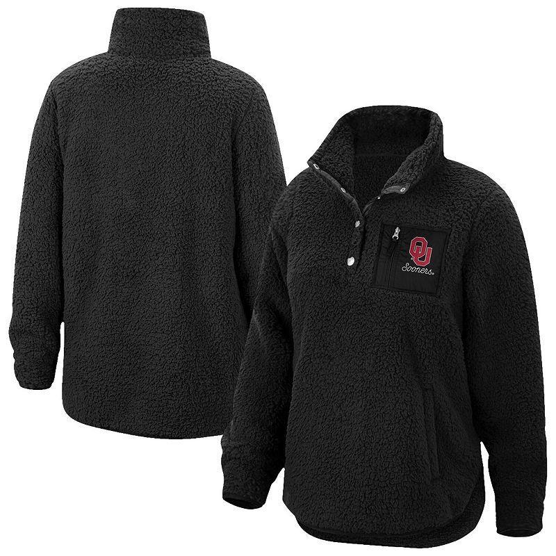 Womens Top of the World Black Oklahoma Sooners Sierra Sherpa Quarter-Snap Jacket Product Image