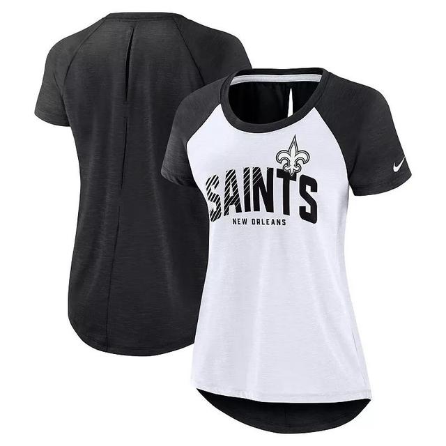 Womens Nike /Heather Black New Orleans Saints Back Cutout Raglan T-Shirt Product Image