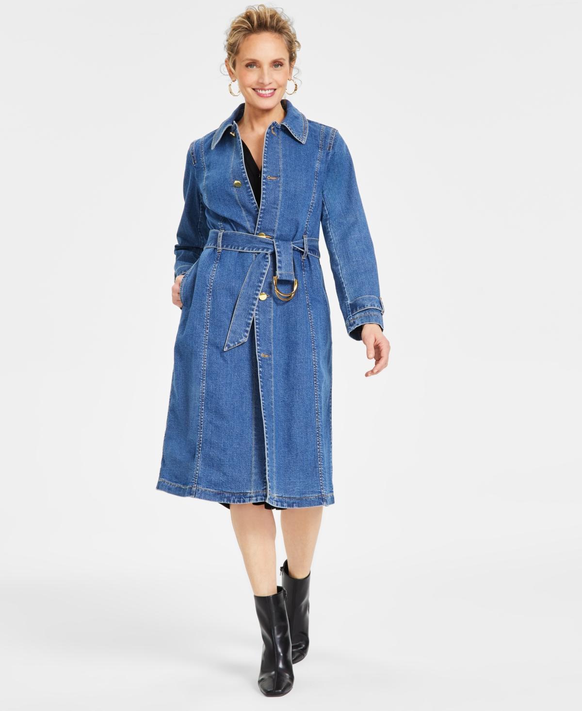 I.n.c. International Concepts Womens Denim Trench Coat, Created for Macys Product Image