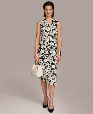 Women's Floral Print Gathered Sleeveless Midi Dress Product Image