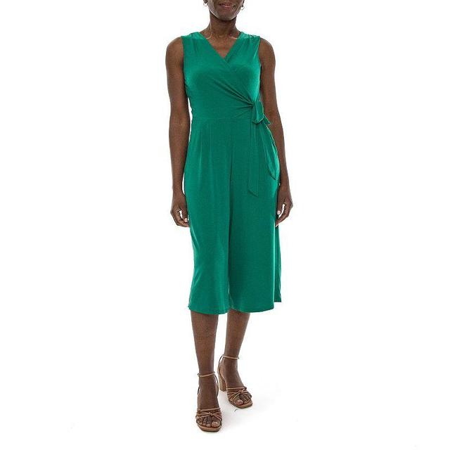 Womens Nina Leonard Wide-Leg Capri Jumpsuit Green Product Image