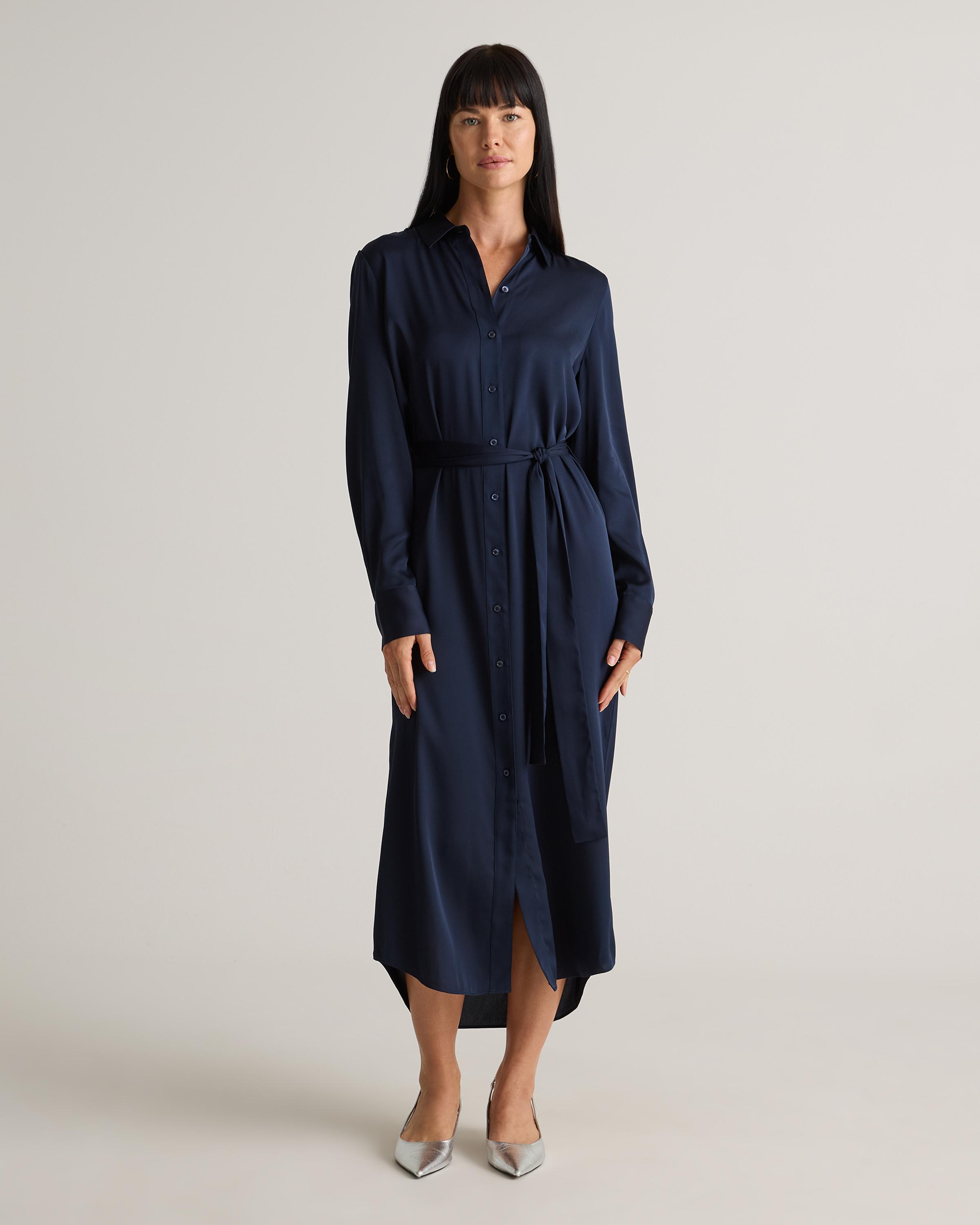 Washable Stretch Silk Maxi Shirt Dress product image