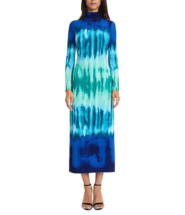 Donna Morgan Printed Matte Jersey Mock Neck Long Sleeve Sheath Dress Product Image