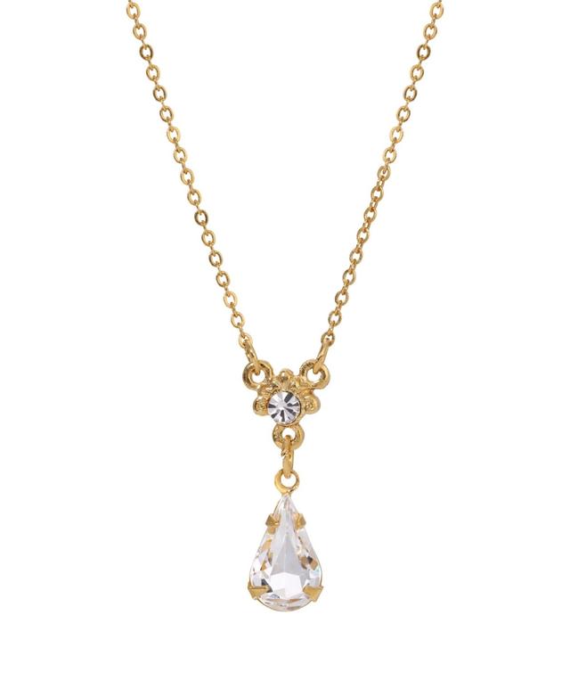 1928 Gold Tone Teardrop Crystal Necklace, Womens Product Image