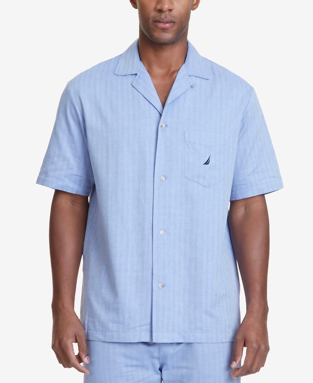 Nautica Mens Herringbone Comfort Cotton Pajama Shirt Product Image