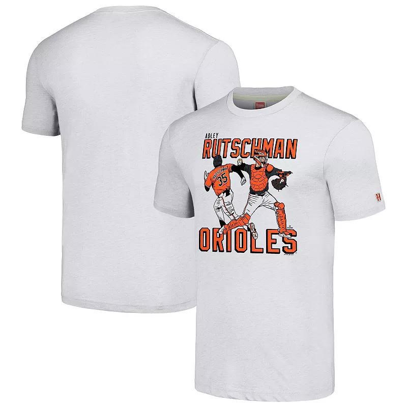 Mens Homage Adley Rutschman Gray Baltimore Orioles Caricature Player Tri-Blend T-Shirt Product Image