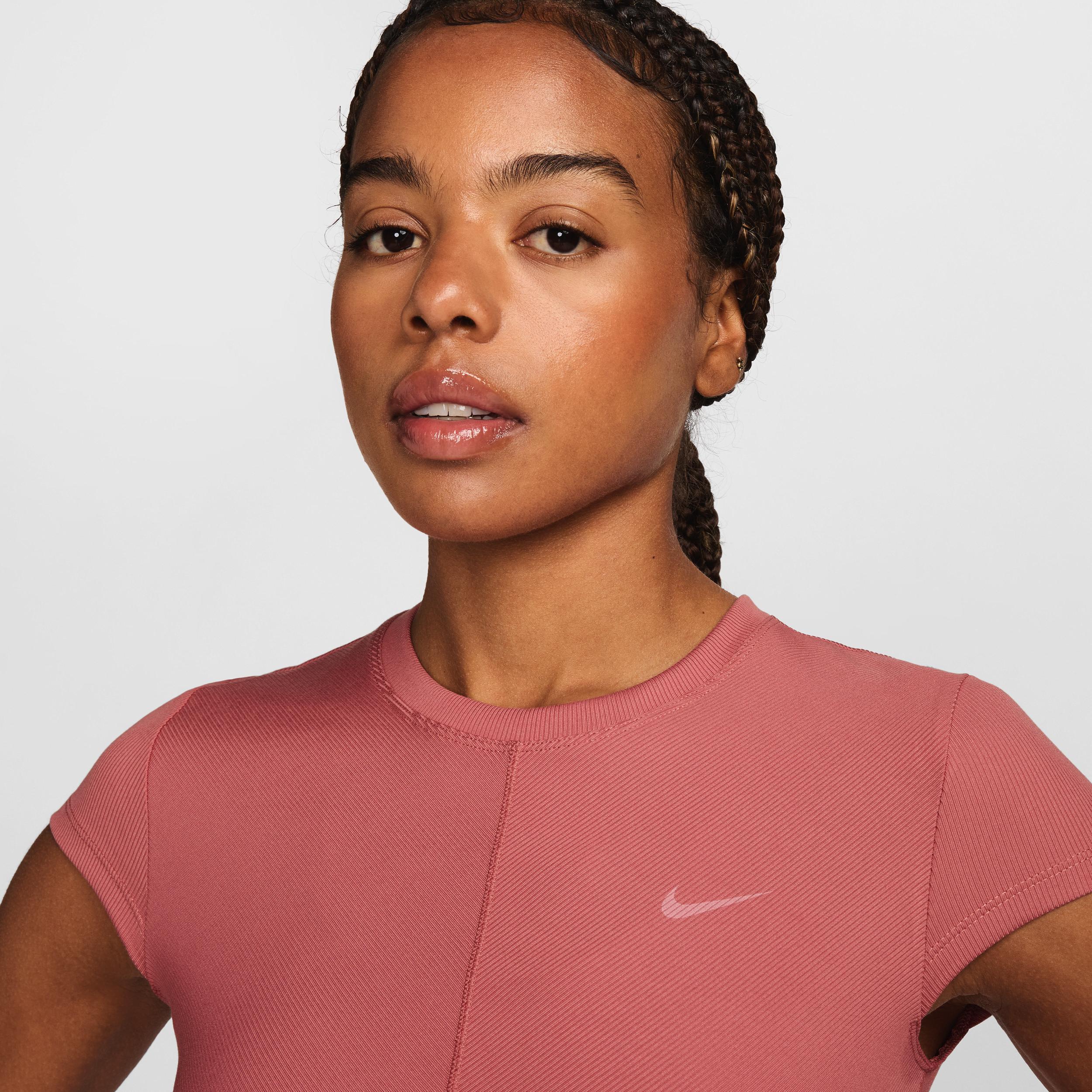 Womens Nike One Ribbed Short Sleeve Top Product Image