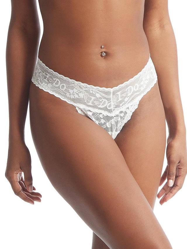 Womens I Do Shimmer Lace Low-Rise Thong Product Image