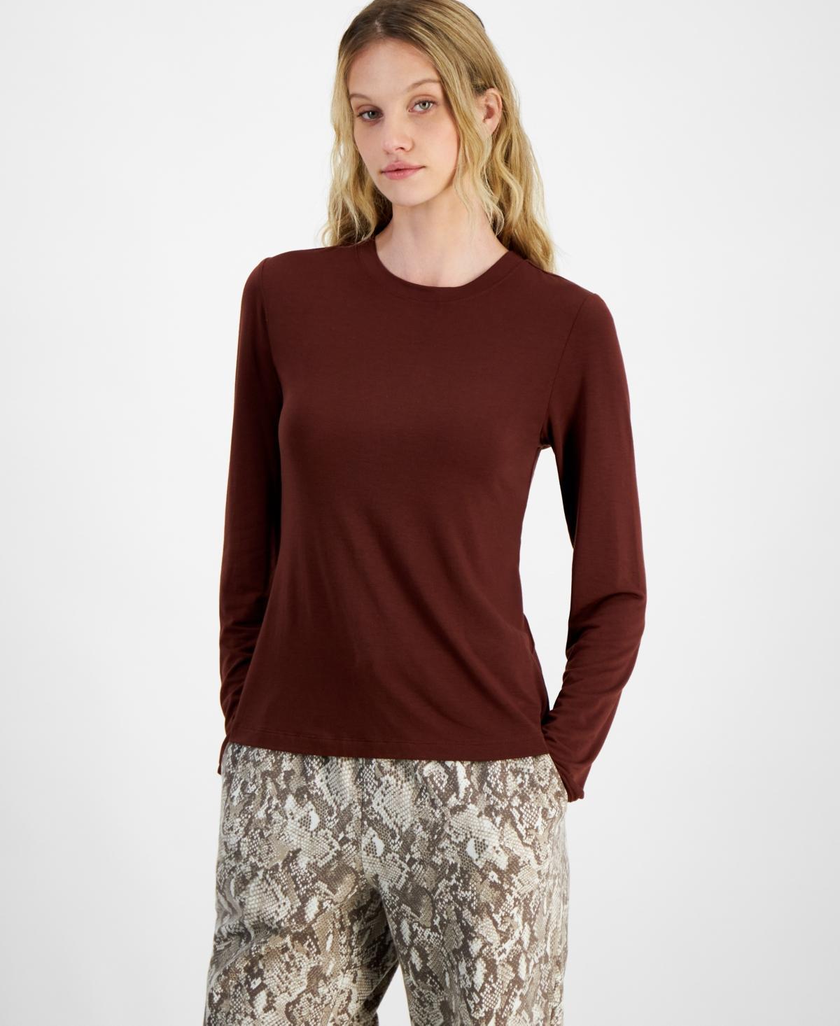 Id Ideology Womens Ruched-Back Thumb-Hole Long-Sleeve Top, Created for Macys Product Image