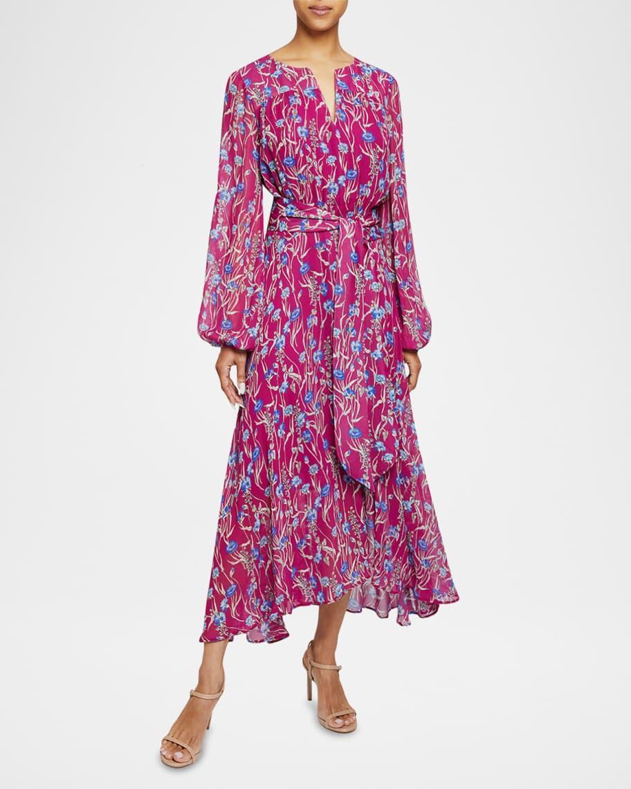 Aubree Floral-Print Georgette Midi Dress Product Image