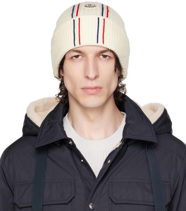 MONCLER Off-white Rolled Brim Beanie In 034 White Product Image