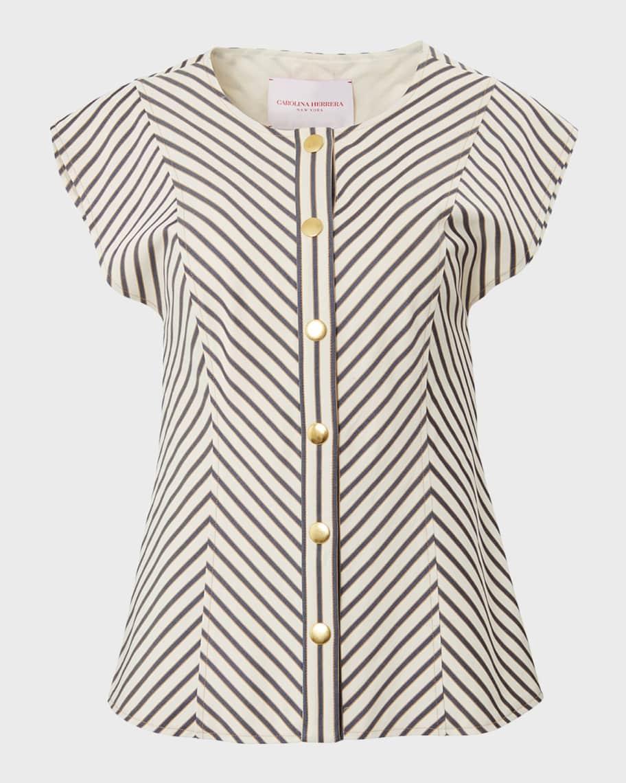 Stripe Cap-Sleeve Top Product Image