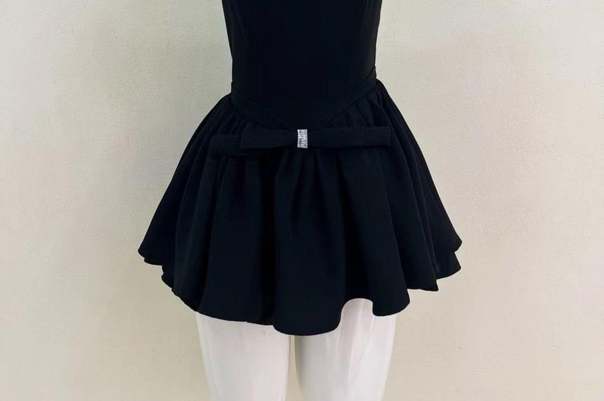 Plain Bow Mini A-Line Tube Dress Product Image