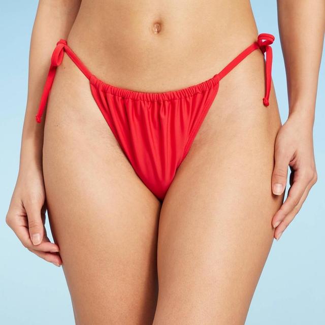 Womens Ultra High Leg Adjustable Coverage Bikini Bottom - Wild Fable Red XS Product Image