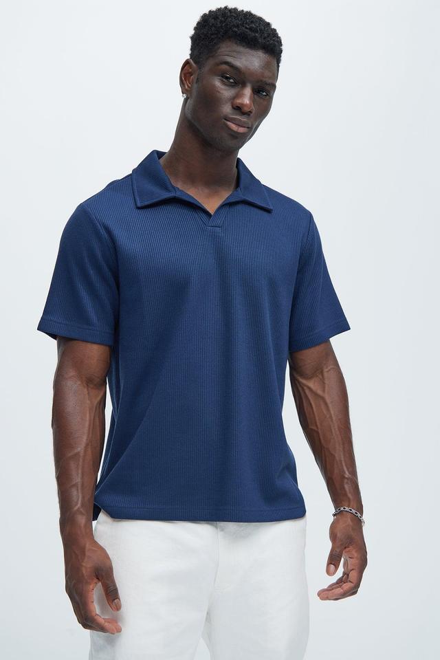 Kalel Textured Short Sleeve Polo - Navy Product Image