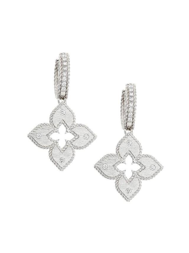 Womens Petite Venetian 18K White Gold Diamond Earrings Product Image