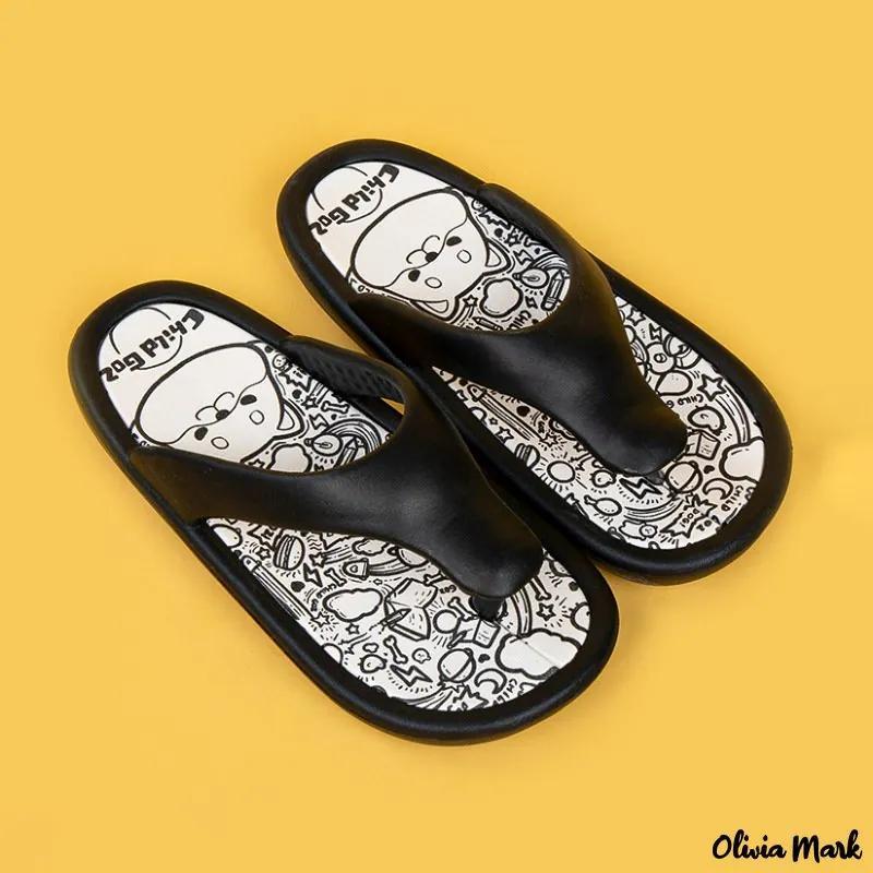 Olivia Mark – Creative new wave of black and white Shiba Inu graffiti couple new spring and summer 3cm thick-soled shoes Product Image