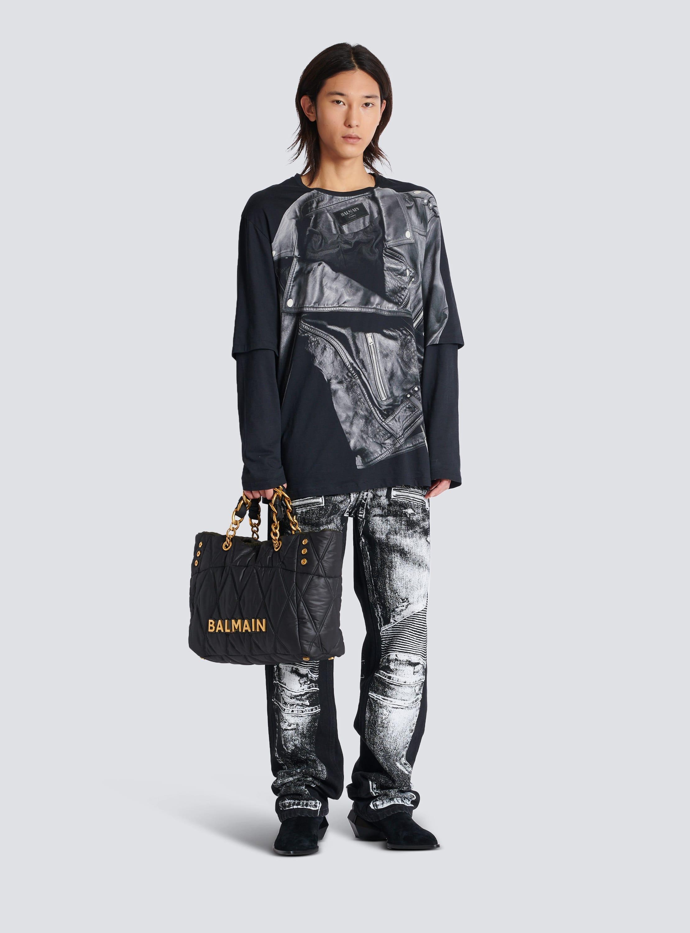 Long-sleeved T-shirt with biker jacket print Product Image