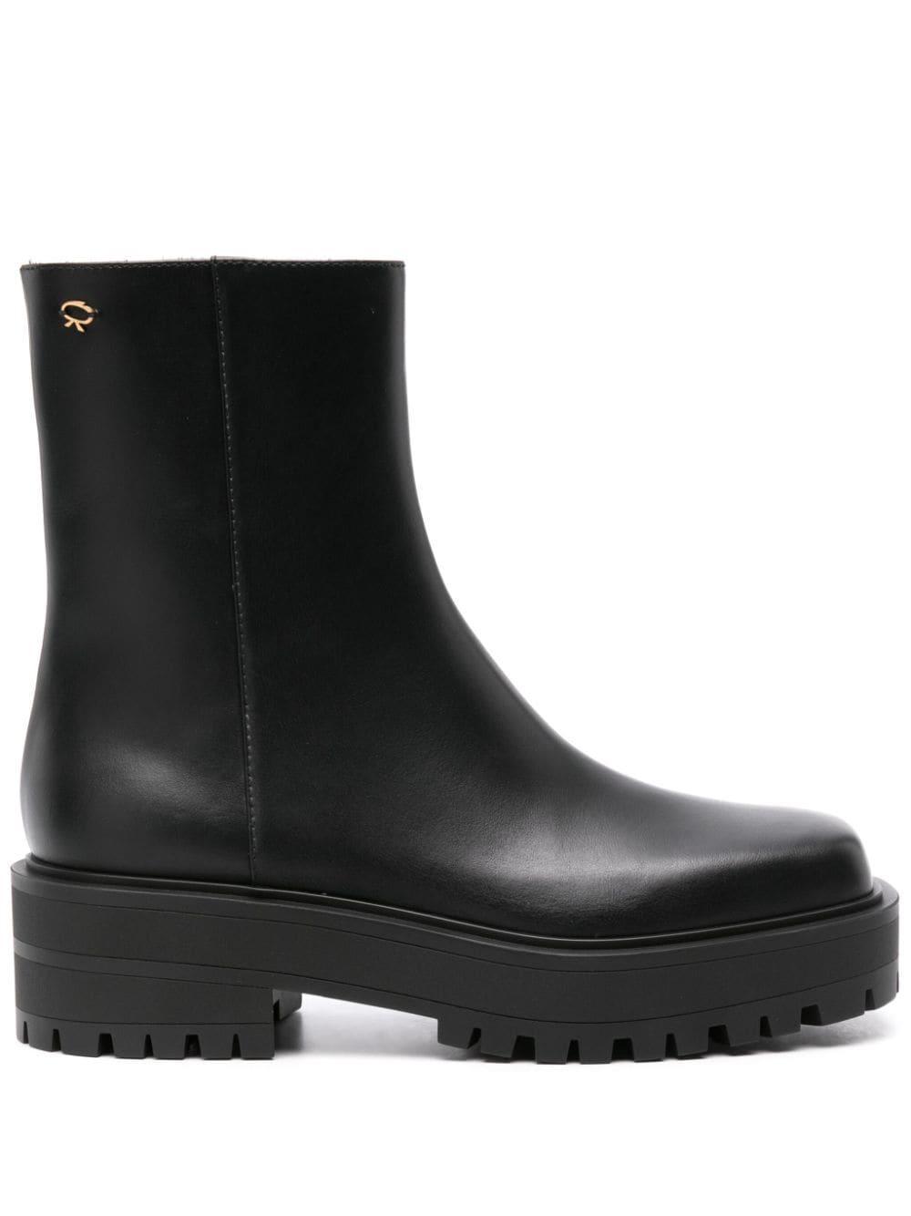 Square-toe Leather Boots In Black product image