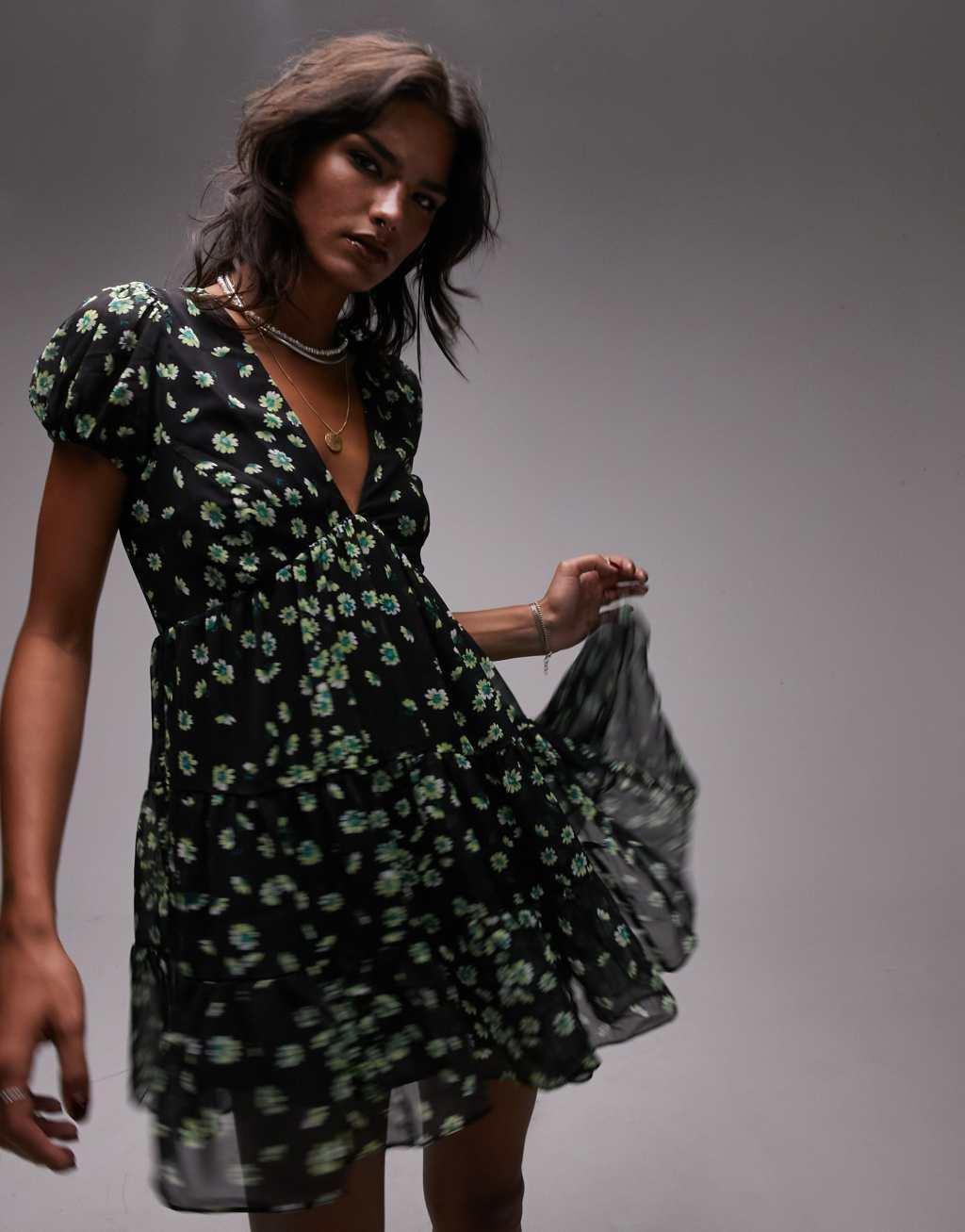 Topshop tiered chuck on mini dress Product Image