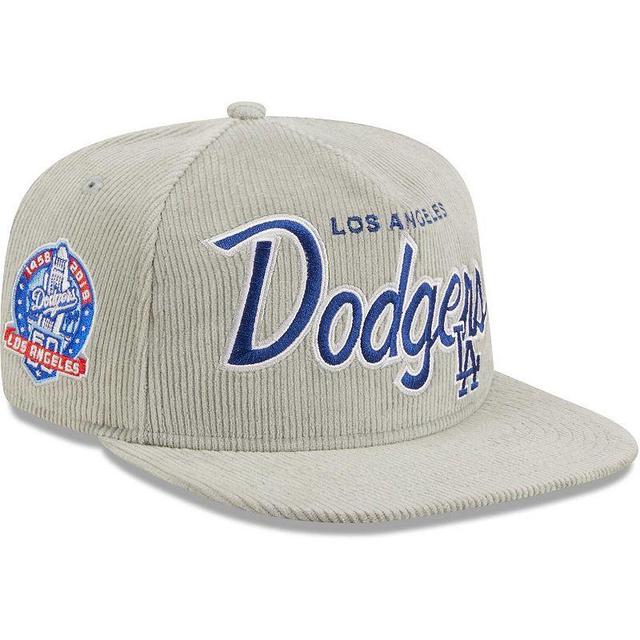 Mens New Era Gray Los Angeles Dodgers Corduroy Golfer Adjustable Hat Product Image