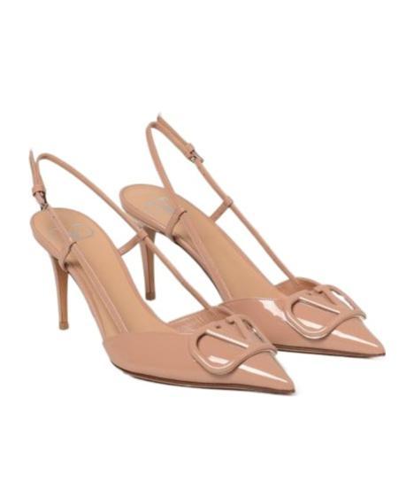 VALENTINO GARAVANI Vlogo Signature Patent Leather Slingback Pump 80mm Woman Rose Cannelle 42 Product Image