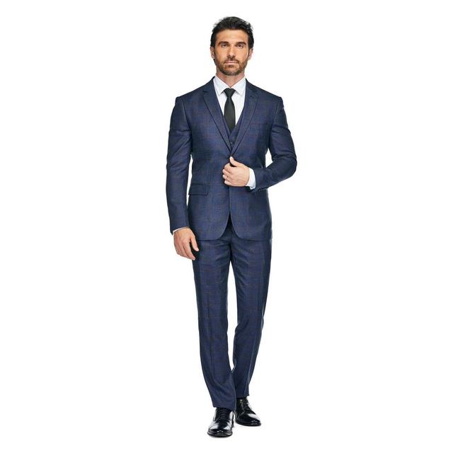 Gino Vitale Mens 3 Piece Slim Fit Tailored Check Suit Product Image