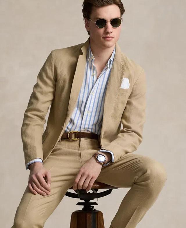 Men's Polo Soft Modern Linen Suit Jacket In Coastal Beige Product Image