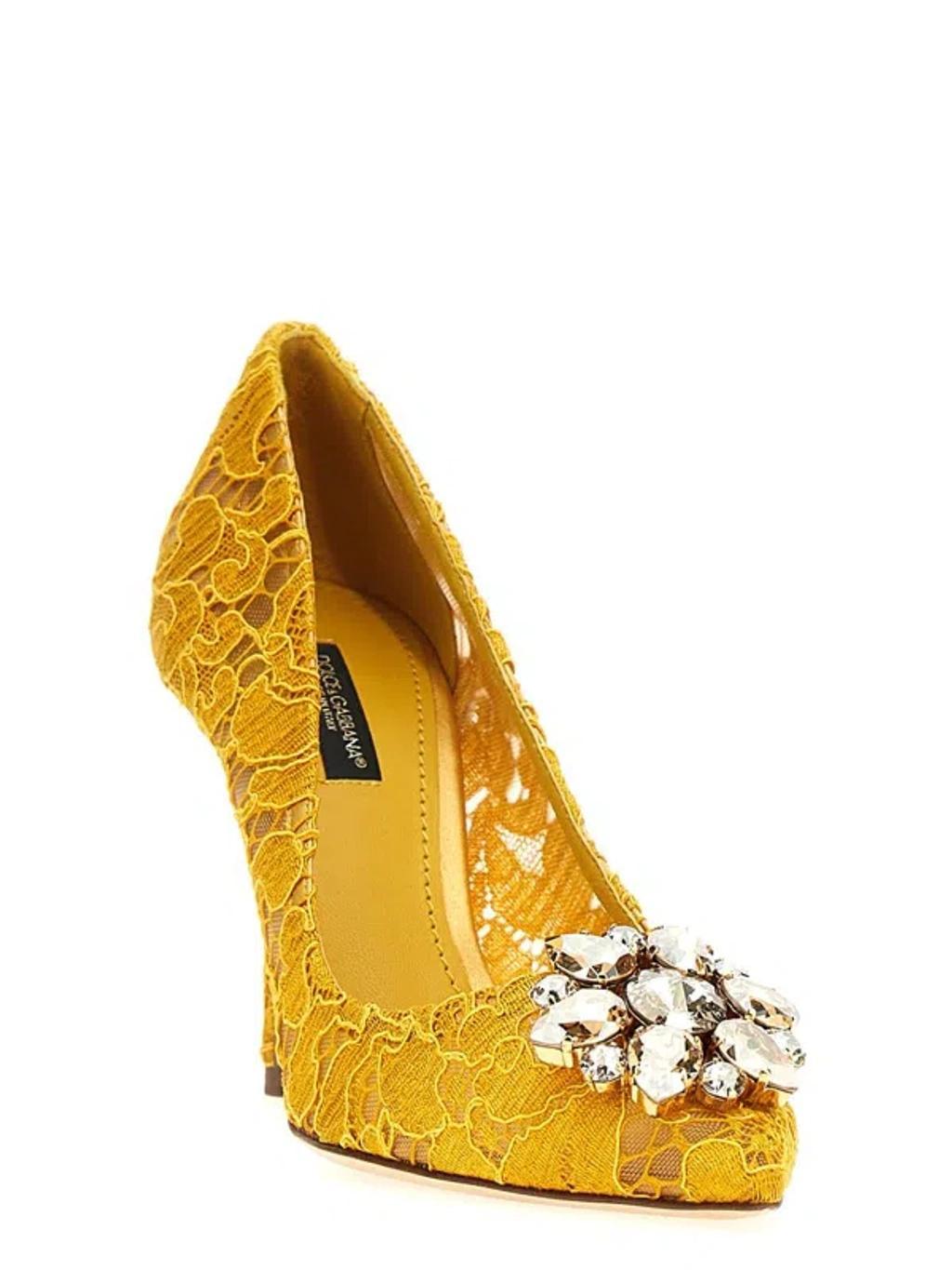 DOLCE & GABBANA Dolce&gabbana Taormina Lace With Crystals Pump In Yellow Product Image