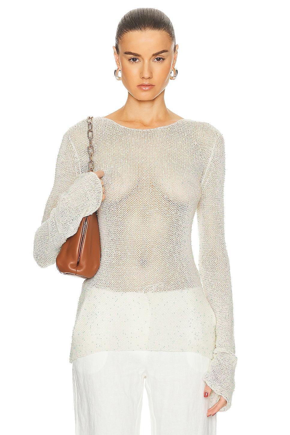 Gabriela Hearst Ramsay Top in Ivory - Cream. Size M (also in ). Product Image