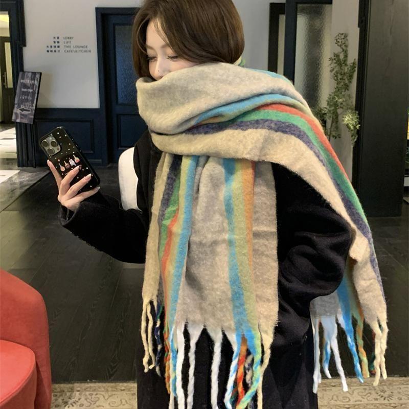 Striped Fringe Scarf Product Image