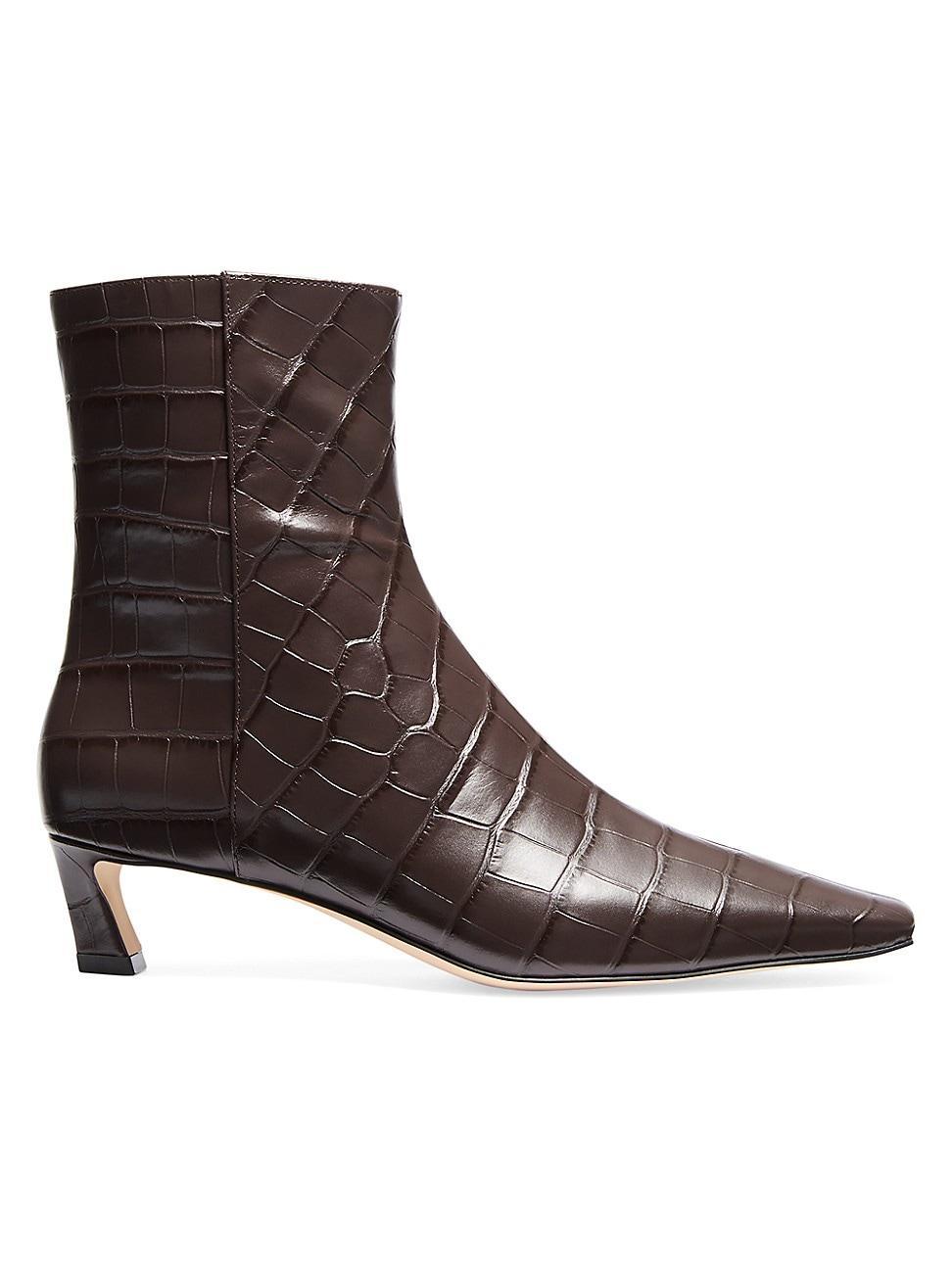 Womens Cosmo 40MM Crocodile-Embossed Leather Booties Product Image