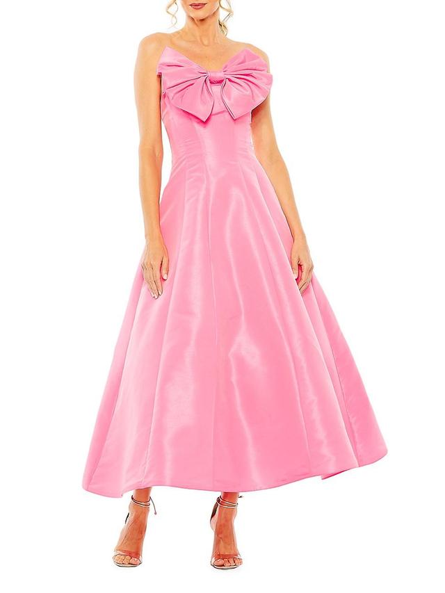 Mac Duggal Bow Front Strapless Taffeta A-Line Gown Product Image