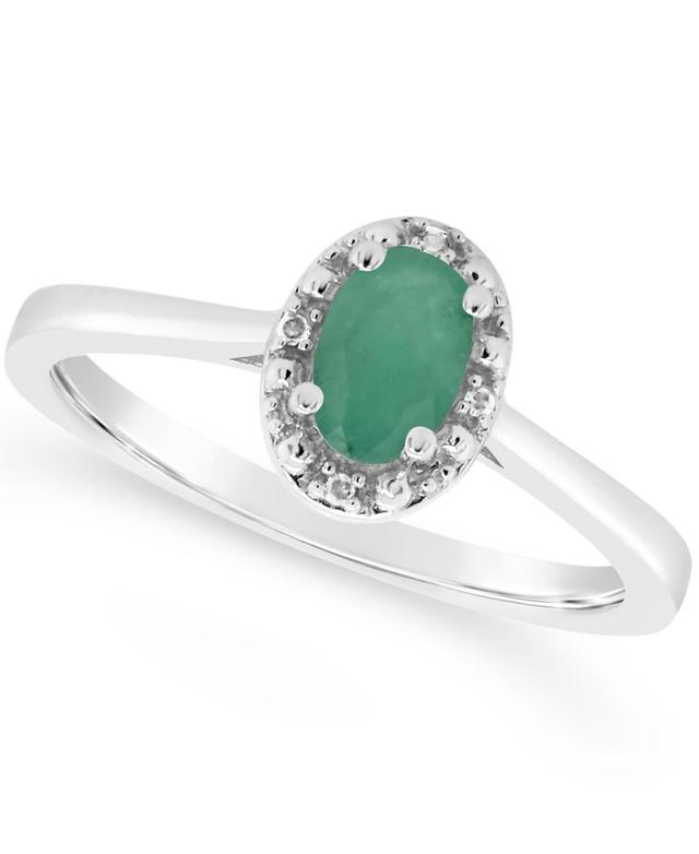 Belk & Co Sterling Silver 6X4Mm Oval Emerald Diamond Accent Halo Ring Product Image