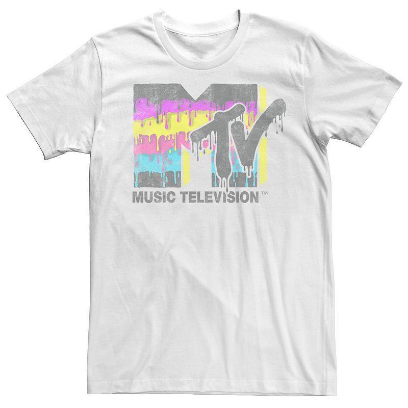 Mens MTV Layered Paint Drip Vintage Logo Short Sleeve Tee Product Image