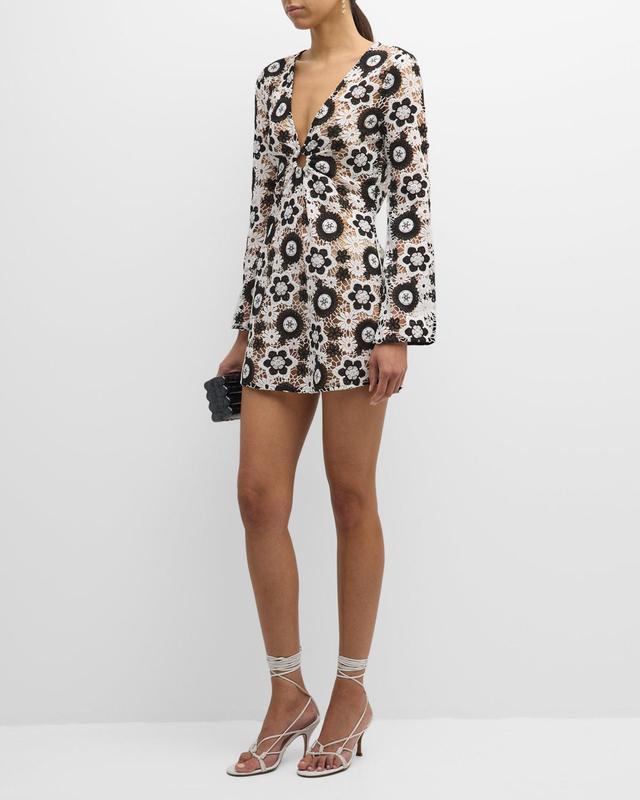 Ramy Brook Analia Floral Crochet Mini Dress Swim Cover-Up Product Image