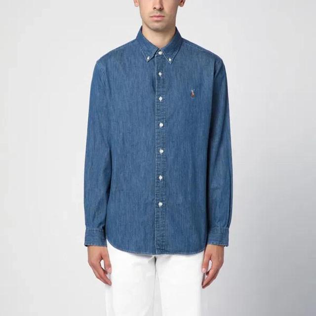 Custom-fit Denim Shirt In Blue Product Image