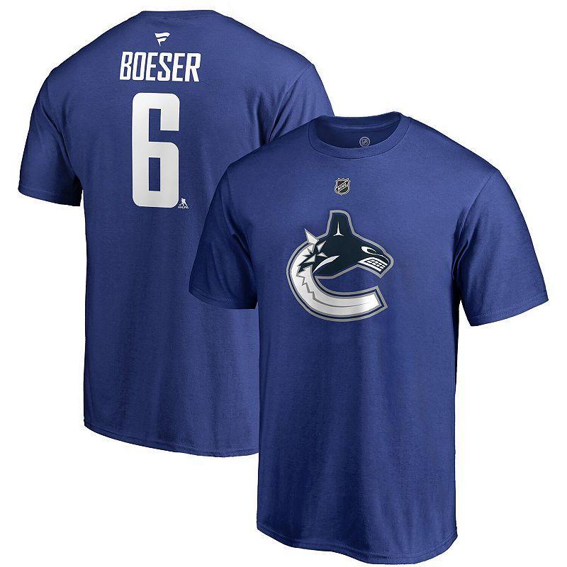 Mens Fanatics Branded Elias Pettersson Blue Vancouver Canucks Team Authentic Stack Name & Number T-Shirt Product Image