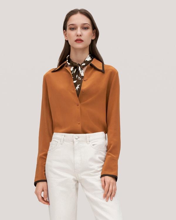 Contrast Piping Silk Willow Shirt product image