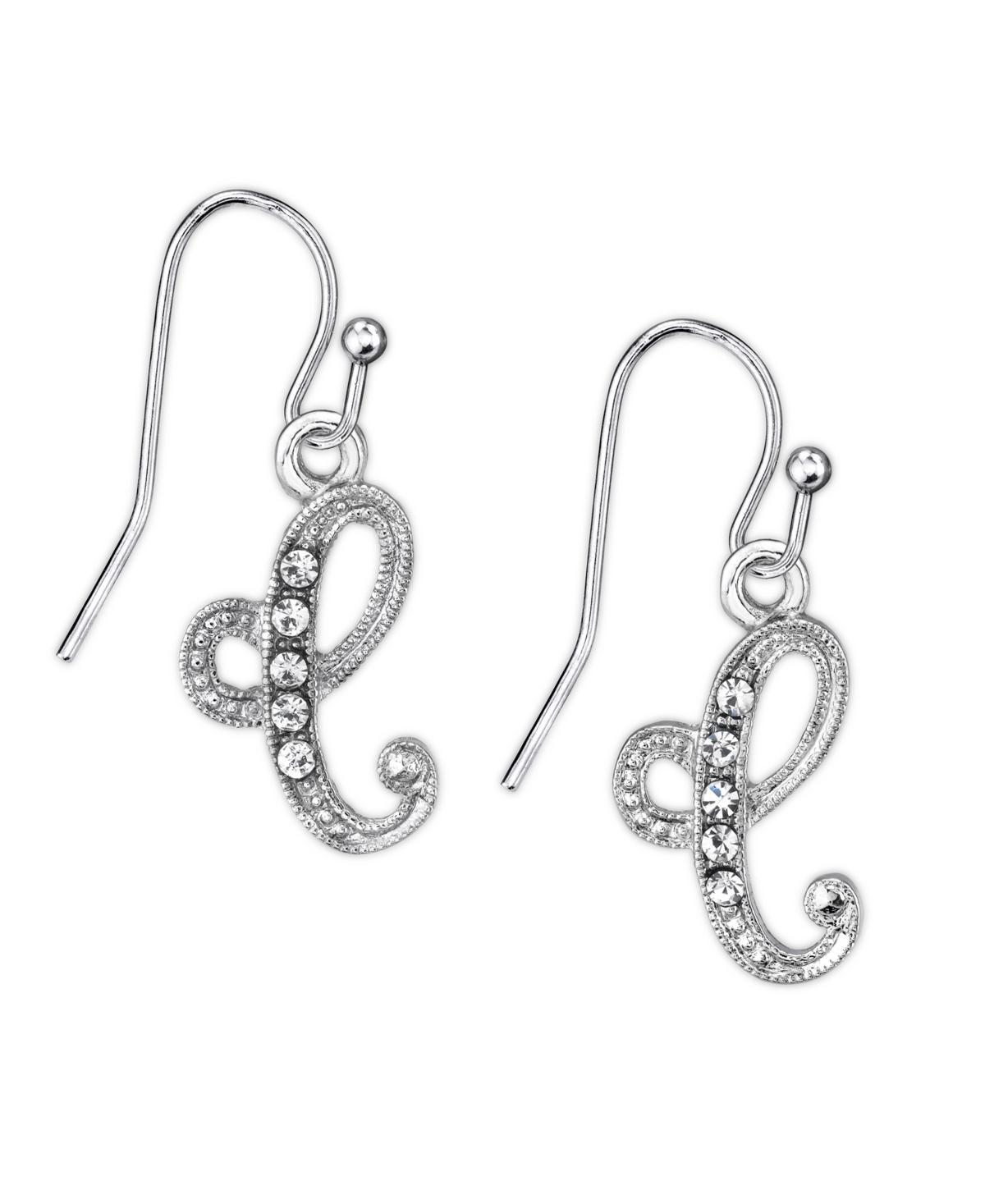 2028 Silver Tone Crystal Initial Wire Earring Product Image