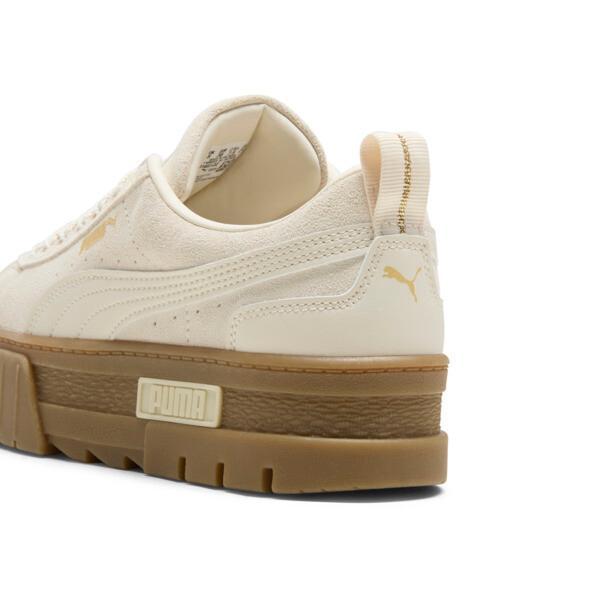 PUMA Mayze Brushed Suede Women's Sneakers in Alpine Snow/Gold/Gum Product Image