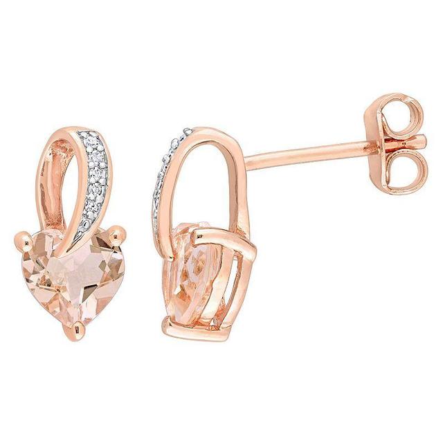 Stella Grace 18K Rose Gold over Sterling Silver Morganite & Diamond Accent Swirl Earrings, Womens, Pink Tone Product Image