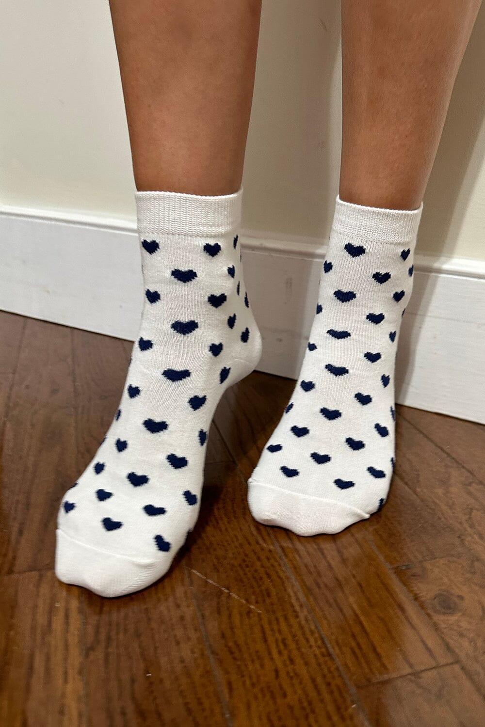 Navy Heart Socks Product Image