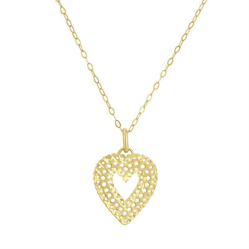 Taylor Grace 10k Gold Two-Tone Textured Heart Pendant Necklace, Womens Product Image