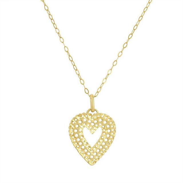 Taylor Grace 10k Gold Two-Tone Textured Heart Pendant Necklace, Womens Yellow Product Image