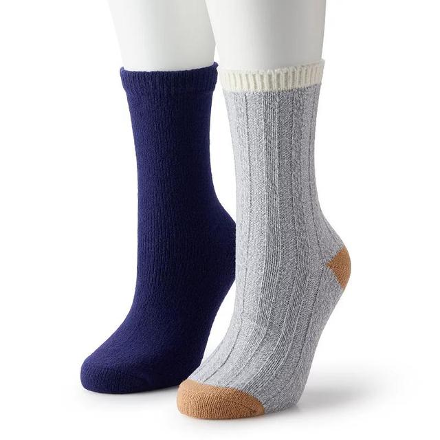 Womens Sonoma Goods For Life 2-pk. Accented Rib Crew Socks Product Image